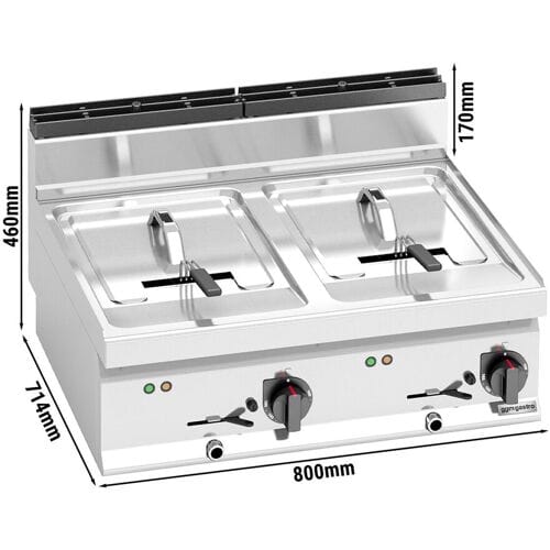 GGM Gastro Elektro Doppelfritteuse - 10+10 Liter - 12 kW Zilver