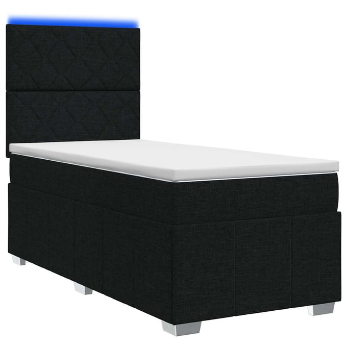 vidaXL - LED - Boxspringbed - met - Matras - Zwart - 100 - x - 200 - cm - Stof