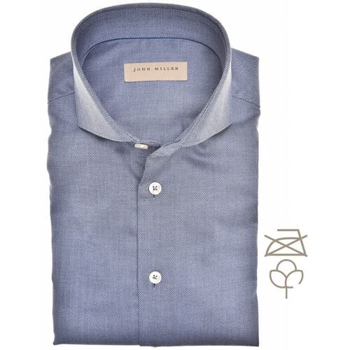 John Miller Overhemd Non-Iron Fine-Structure Donker Blauw / male