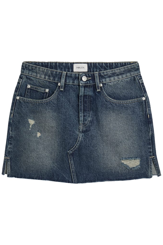 Mikuta The Dark Blue Slit Denim Skirt Größe: S | Miniröcke Outlet | Damen | Blau
