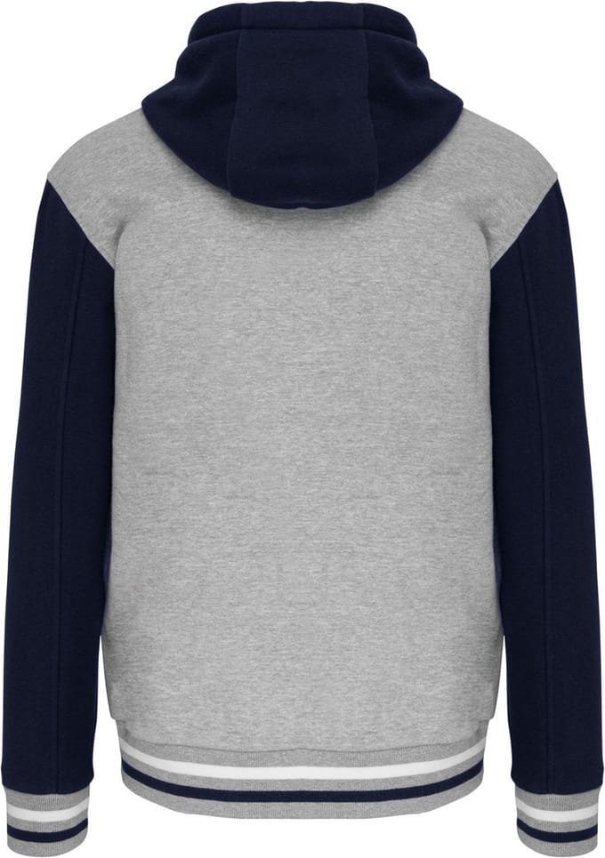 Kariban College jacket met capuchon unisex K4003 - Oxford Grey / Navy / White - M