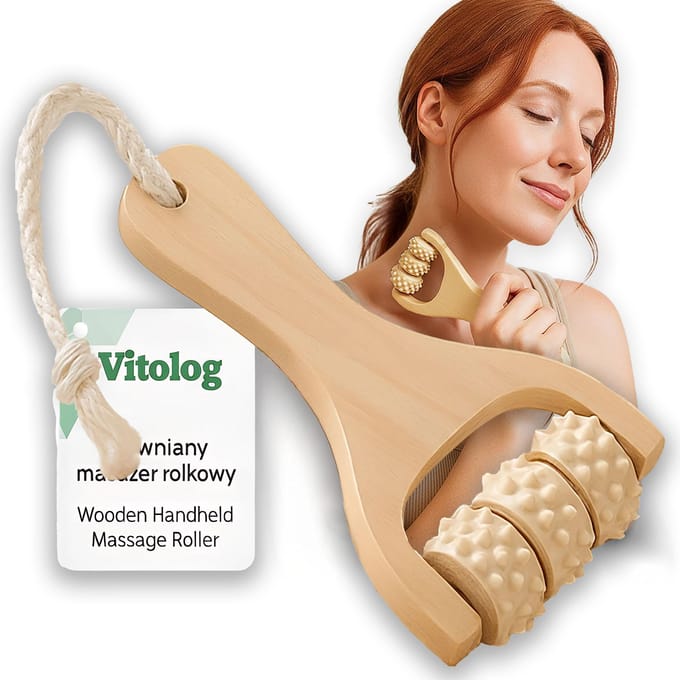 Vitolog Serie - Handmatige Lichaamsmassager - Houten Constructie - Ergonomische Handgreep - Anticellulite Functie