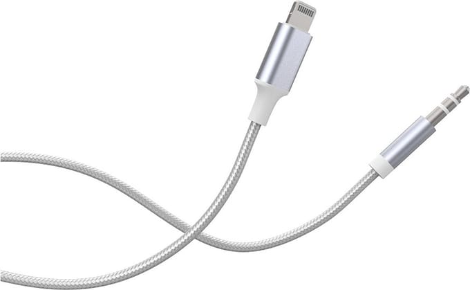 Force Case, Audio Kabel - Gevlochten - 3.5mm Jack naar Lightning Mannelijk - 1.2m, Wit