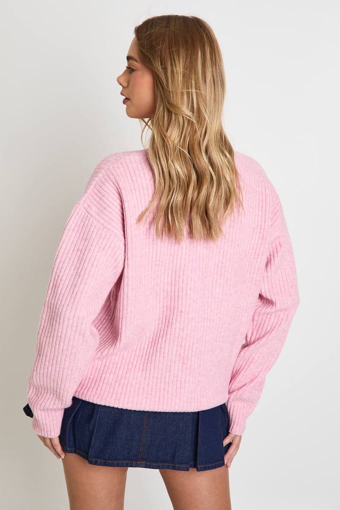 boohoo Dames Oversized Chunky Rib Gebreid Boyfriend Vest | Pink | Maat: Small