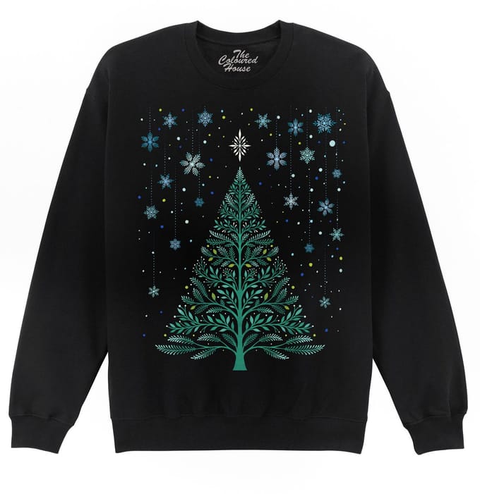 Kerstboom Christmas Night Snowy Tree The Coloured House Sweater L