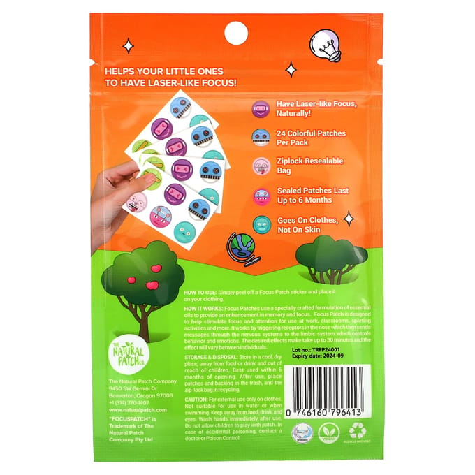 NATPAT, Focus patch, concentration improvement sticker, 24 patches
