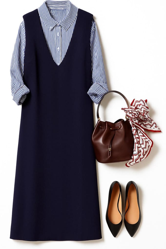 Touché Privé - Crepe jurk met V-hals - Marine - Dames