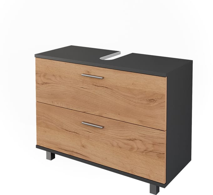 Vicco Ilias Wastafelonderbouw – 80.2 x 60.8 cm met 2 laden Eik goud/antraciet