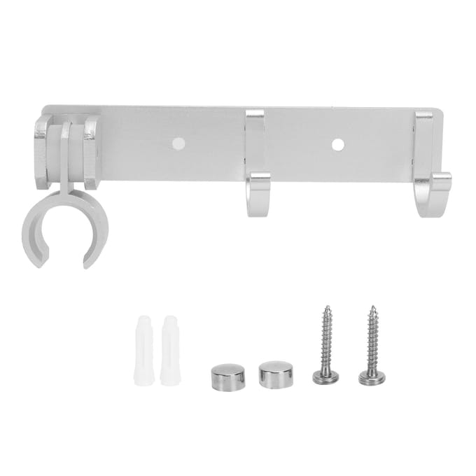 Support de Pommeau de Douche Réglable avec Crochet Montage Mural Rangement Organisateur d'Accessoires de Bain white