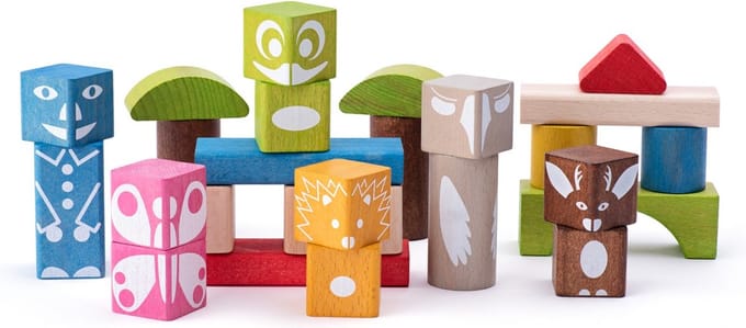 Woody 26 houten blokken met print