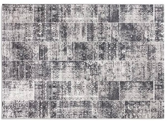Lifa Living - Vloerkleed - Grijs Tinten - Synthetisch Wol - Vintage - Patchwork - 80 x 150 cm