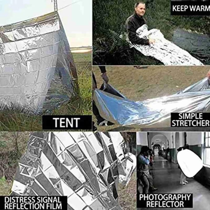 Buiten Thermisch Noodgeval Overleving Levensreddend Deken Waterdicht Draagbaar Folie Slaapzak Wandelen Kampeeruitrusting white