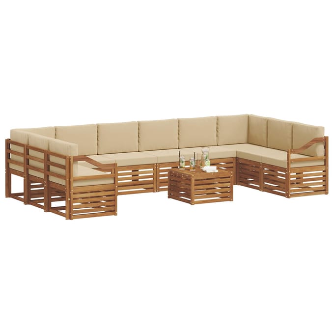 vidaXL - Buiten - bank - set - 11 - st - Natuurlijk - en - Beige