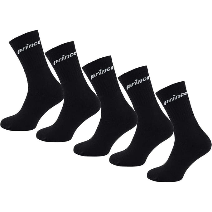 Prince 5-Pack Tennis Heren Zwart Gewatteerde Sokken