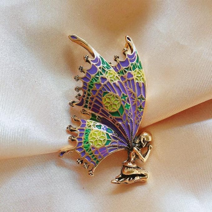 Vintage Vlinder Vleugels Fee Broches Emaille Dames Broche Spelden Engel Ontwerper Sieraden Cadeau