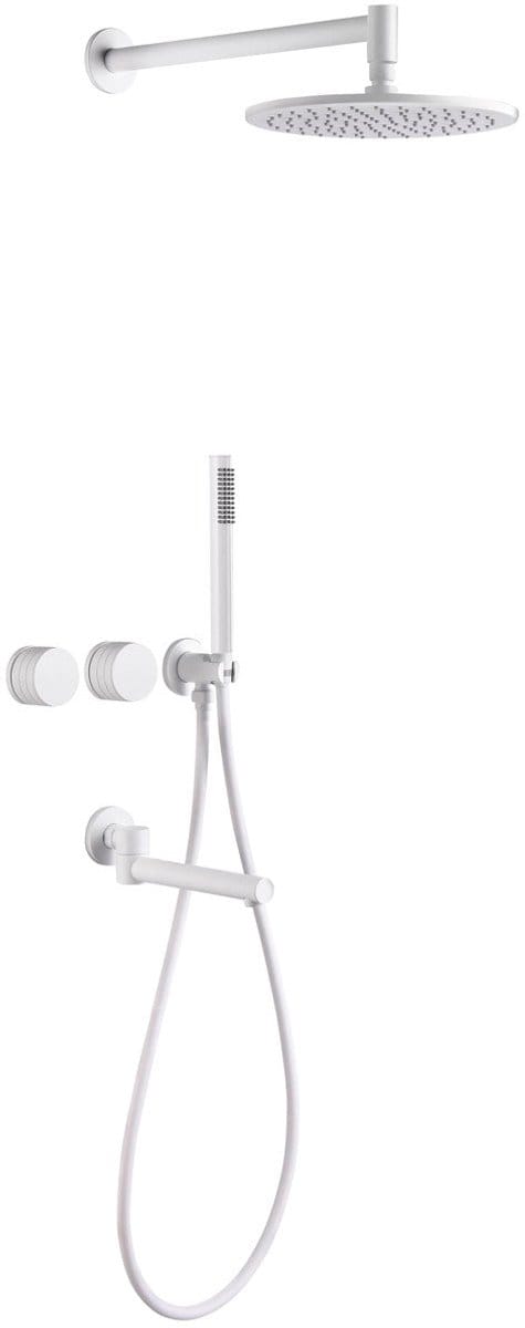 Hudor SC74 Douchepaneel Wit Messing - Regendouche met Handdouche - Doucheset Argolide Collectie - Thermostaatkraan - UPC Gecertificeerd