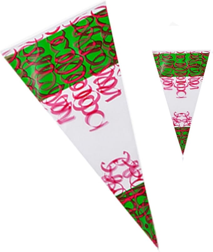 Puntzak - snoepzak - schepzak  18x37cm Groen - Rood - 250 stuks