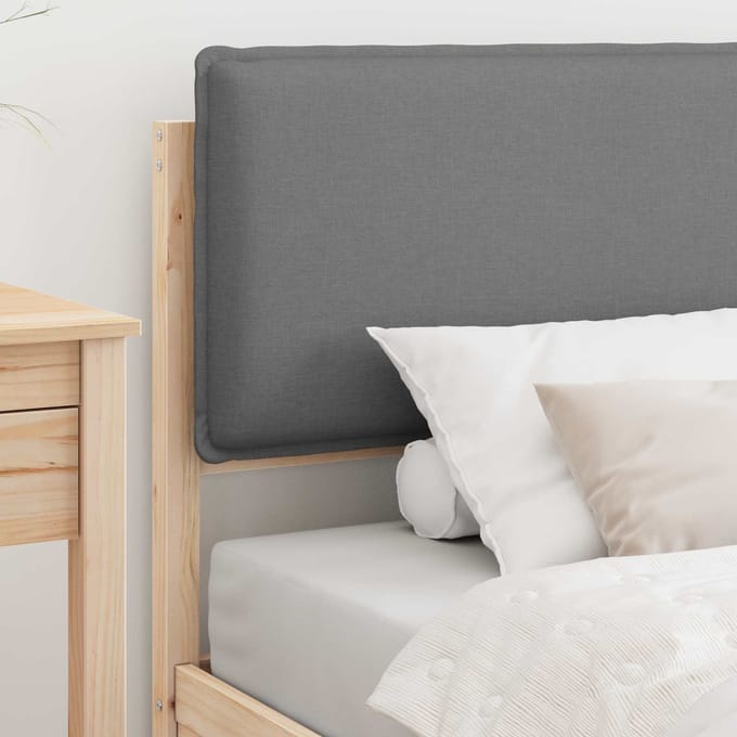 vidaXL - Bedframe - met - Gevoerde - Hoofdbord - Lichtgrijs - 75 - x - 190 - cm