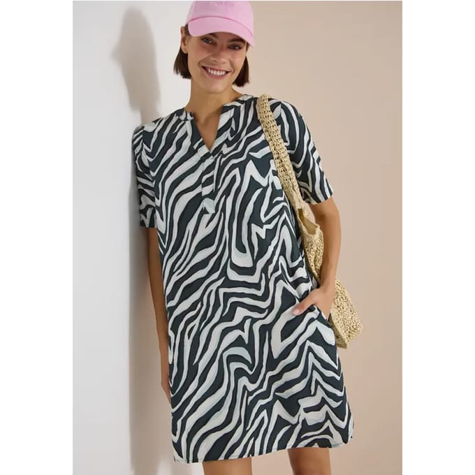Knielange jurk met zebraprint