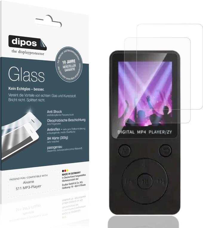 dipos – 2x Matte Pantserfolie geschikt voor Aivane S11 MP3-Player | 9H Screenprotector
