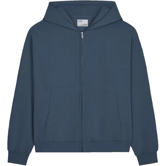 Oversized zip-up hoodie Colorful Standard Organic petrol blue