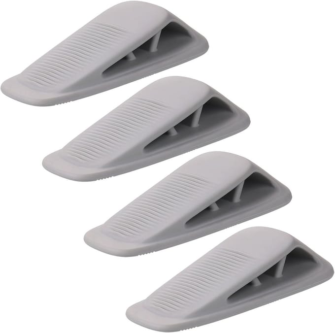 Rubberen Deurstoppers - Deurwig Set - Deur Open Houden - Met Houder - 4 Stuks - Grijs