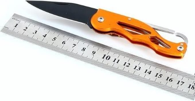 16CM outdoor survival mes - goud / zwart
