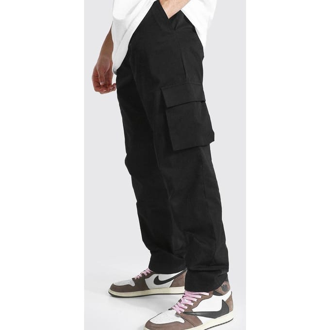 Broek met vaste taille en relaxed fit cargo | Black | Size 32