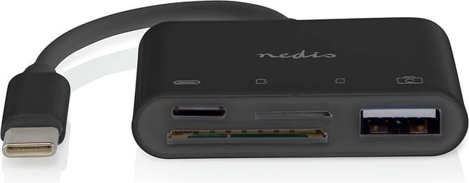 Nedis USB-Hub - 1x USB-C - 1x USB A / 1x USB-C - 4-Poorts poort(en) - USB 2.0 - USB Gevoed - SD & MicroSD