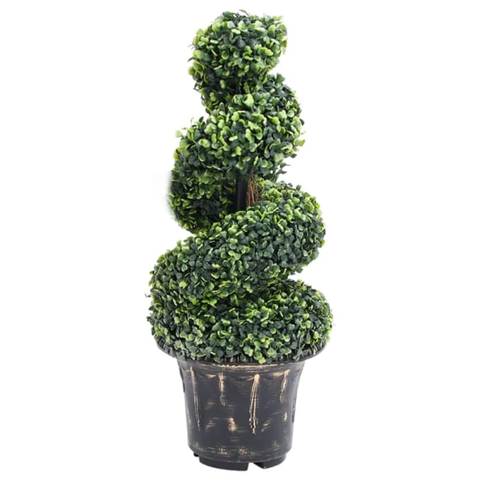 vidaXL - Kunstplant - met - pot - buxus - spiraal - 89 - cm - groen