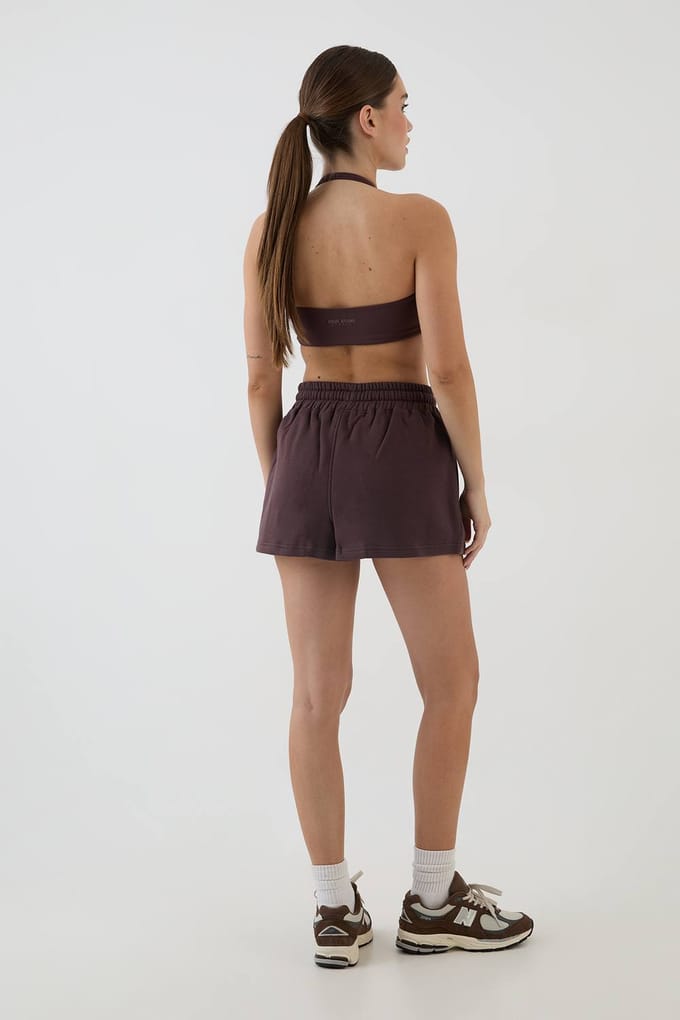 Dames Dsgn Studio Script Wijdvallende Sweat Short | Chocolate | Maat: Medium