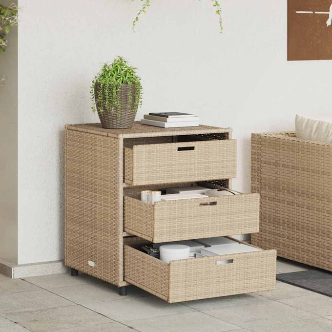 vidaXL - Tuinkast - 55x59x69 - cm - poly - rattan - beige