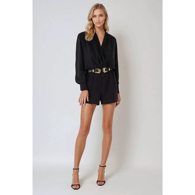 Diepe V-hals Mini Jumpsuit met Korte Benen
