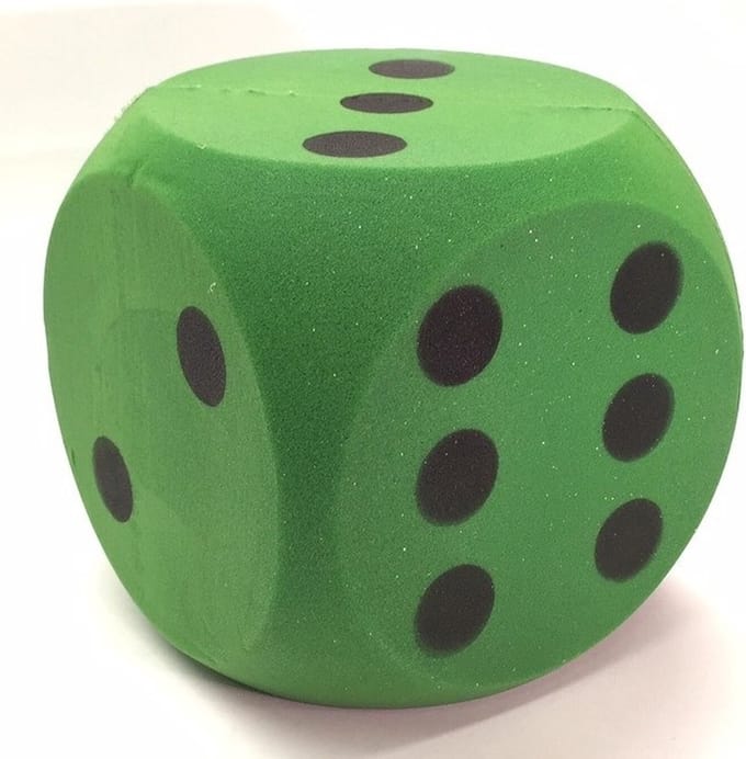 2x Grote foam dobbelstenen groen 16 x 16 cm