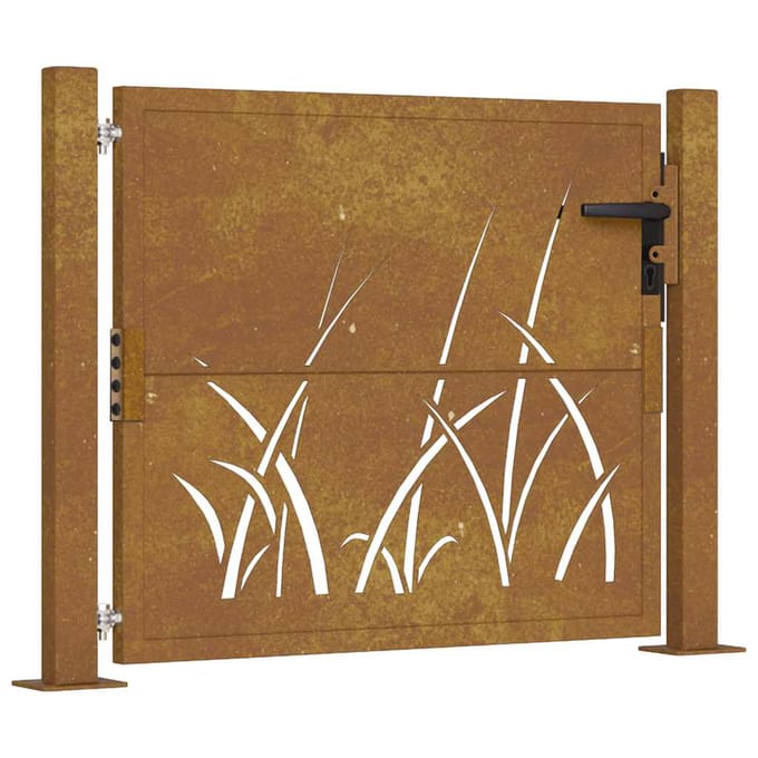 vidaXL - Poort - grasontwerp - 100x75 - cm - cortenstaal