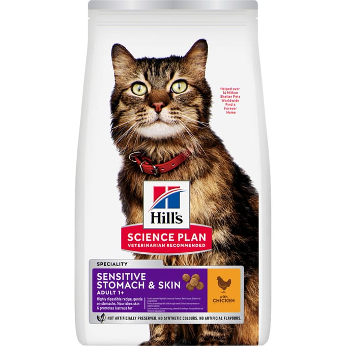 Hills - Kat Droogvoer - Sciene Plan Sensitive Stomach & Skin - Kip & Rijst - 1,5 kg
