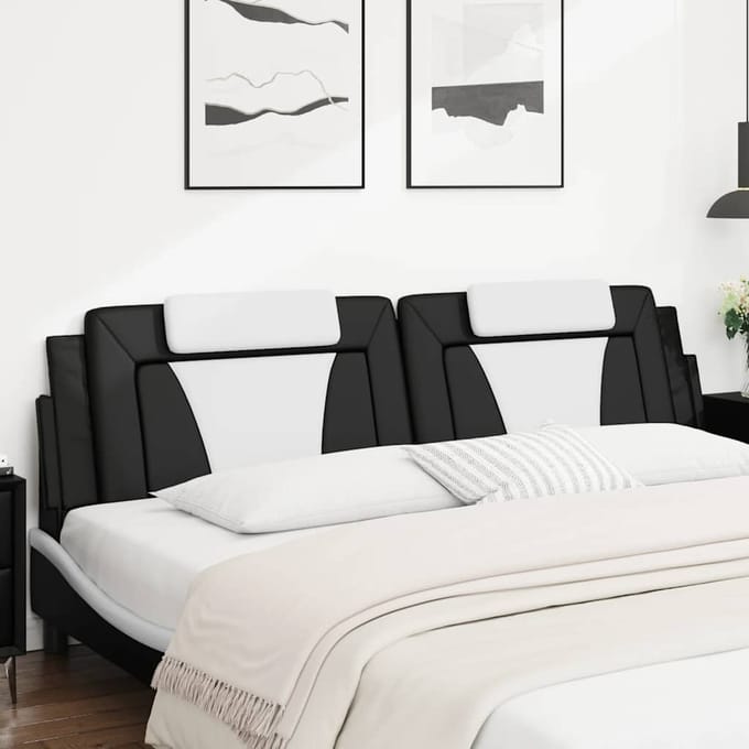 vidaXL - Hoofdbordkussen - "Viana" - 200 - cm - kunstleer - zwart - en - wit