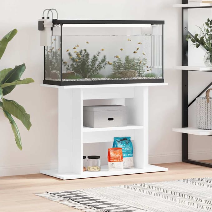 vidaXL - Aquariumstandaard - 80x35x60 - cm - bewerkt - hout - wit