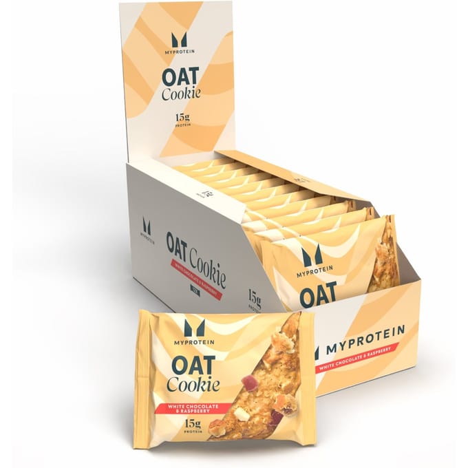 Baked Protein Cookie - 12 x 65g - White Chocolate and Raspberry (Oat)
