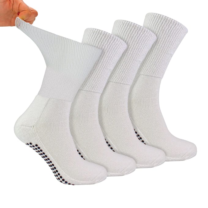 4-Pack Bamboe Diabetessokken met Grip voor Mannen en Vrouwen