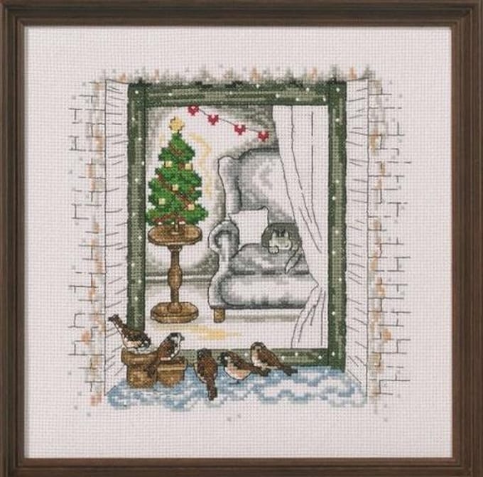 Borduurpakket Winter Window - Permin