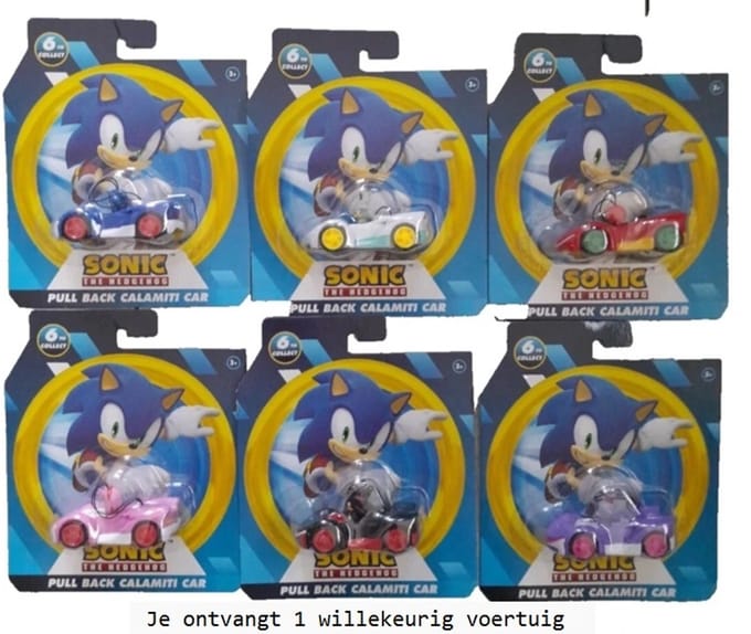 SEGA Sonic the Hedgehog Serie 1 Pull-Back racewagen - 7 cm groot - 1 exemplaar