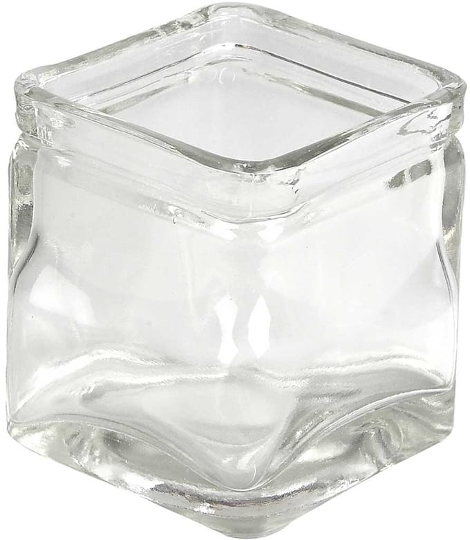 Vierkant glas, H: 8 cm, afm 7,5x7,5 cm, 12 stuk/ 1 doos