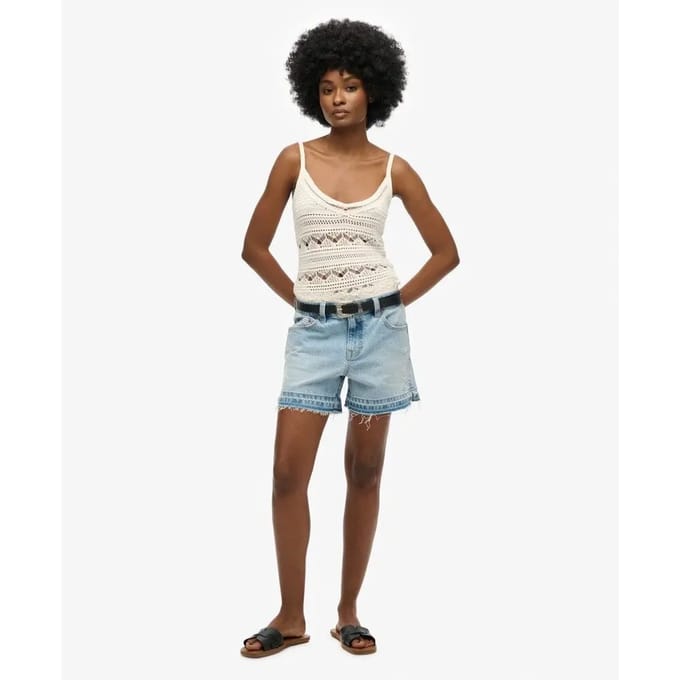 Superdry - Cut-off short met middelhoge taille - Dames - Jeans shorts