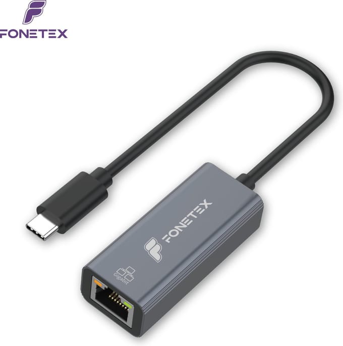 FoneTex Ethernet Adapter USB C kabel - USB C naar Ethernet / Internet - Internet Adapter - Netwerk adapter - Netwerkadapter - 1000 Mbps - Gigabit
