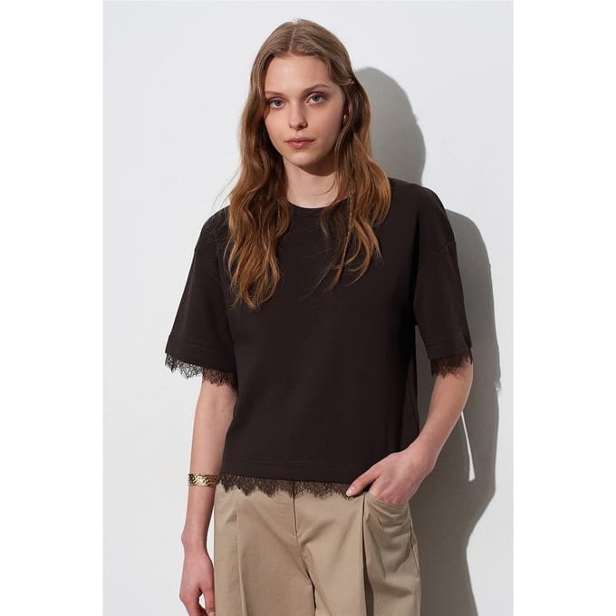 Dames Katoen Elastaan Crew Neck T-Shirt