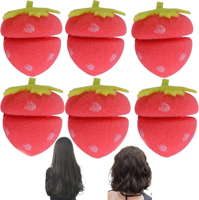 Solidchoice - Zachte Haarrollers, Aardbei Vorm, Set van 6