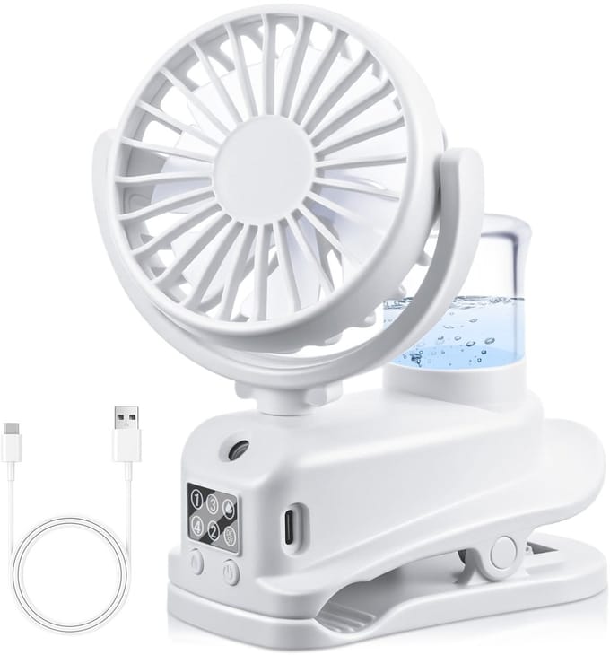 Dailygoods - Tafelventilator met Clip en 4 Snelheden, Oplaadbaar via USB