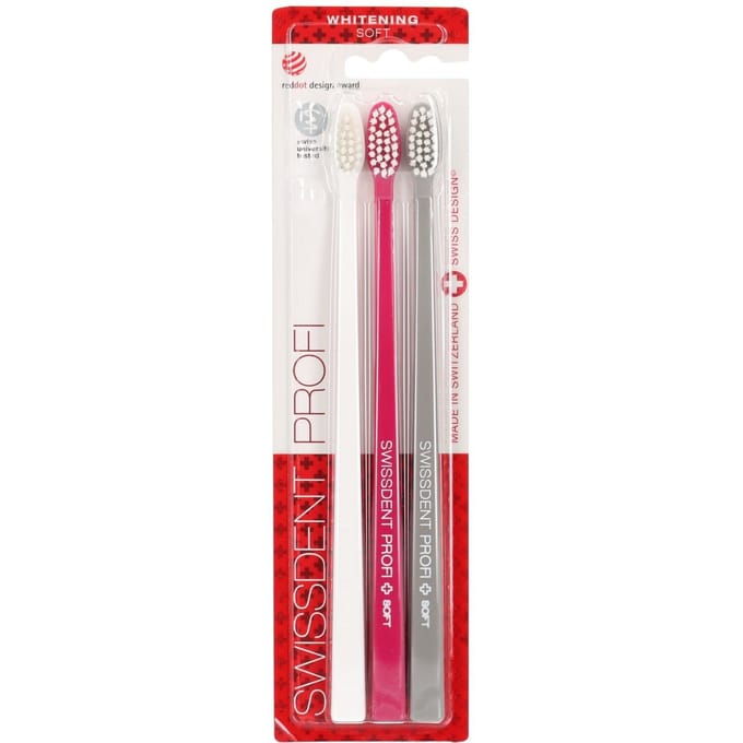 Swissdent - Toothbrush Whitening Trio Soft 2 + 1 FREE (bílý + růžový + šedý) -