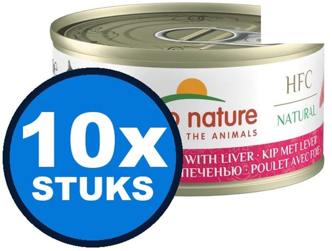 10x Almo Nature HFC - Kattenvoer Natvoer Blik - Natural - Kip & Lever - 70g